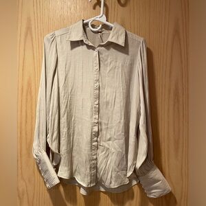 Free People Serena Silky Button Down Relaxed Blouse | Women Size XS Beige